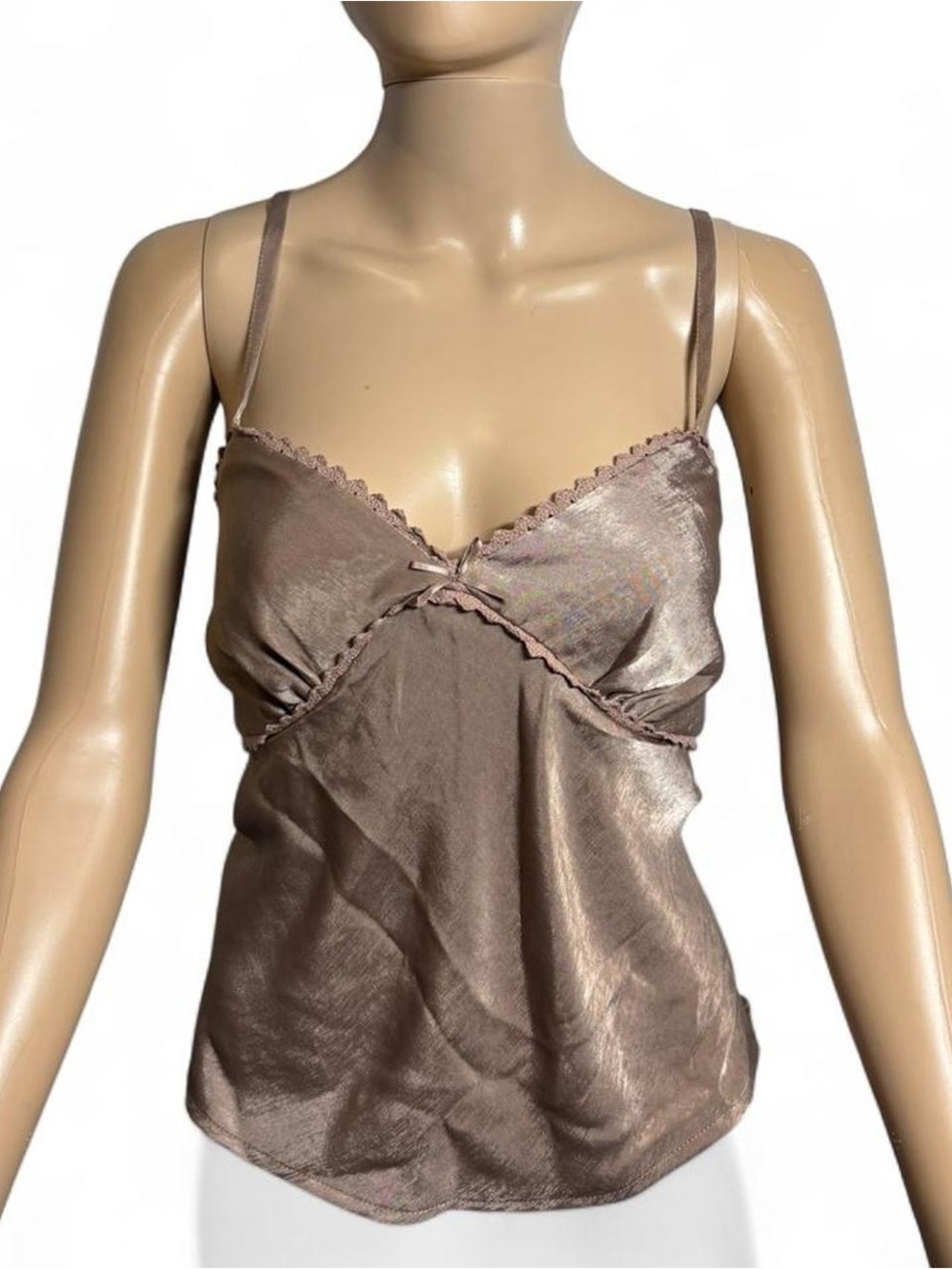 No Boundaries Satin Slip Tank Top in Taupe